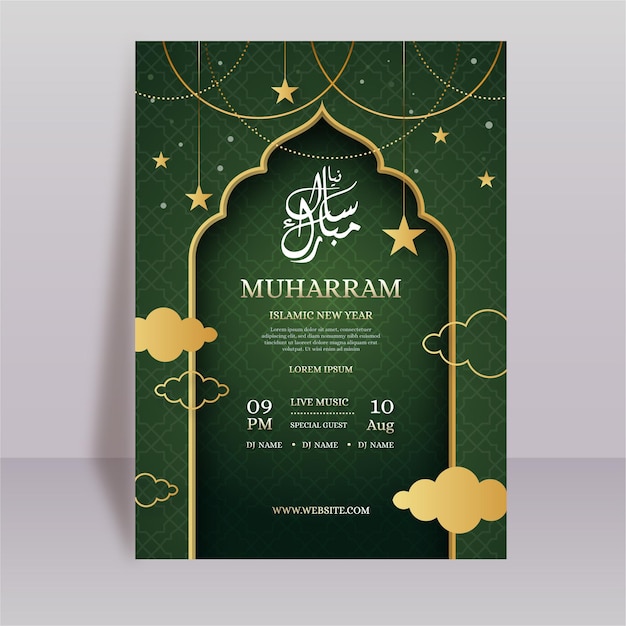 Gradient muharram vertical poster template