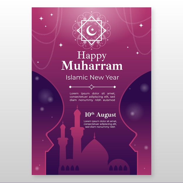 Free vector gradient muharram vertical poster template