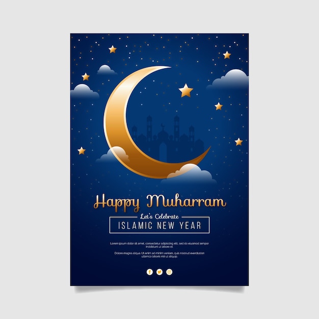 Gradient muharram vertical poster template