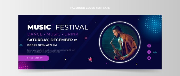 Gradient music festival facebook cover