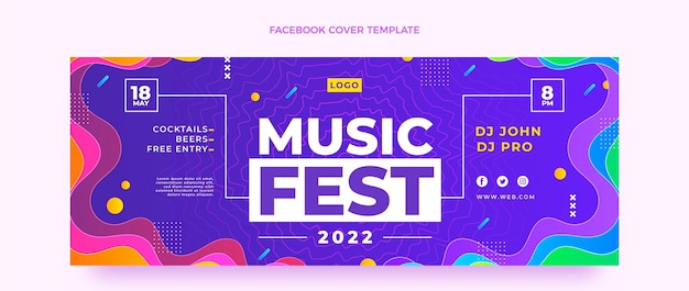 無料ベクター グラデーション音楽祭facebookカバー