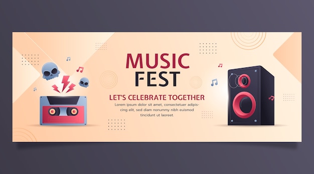 Free vector gradient music festival  facebook cover