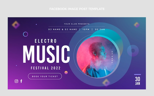 Free vector gradient music festival facebook post