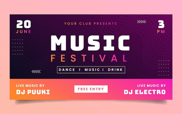 Free vector gradient music festival facebook post