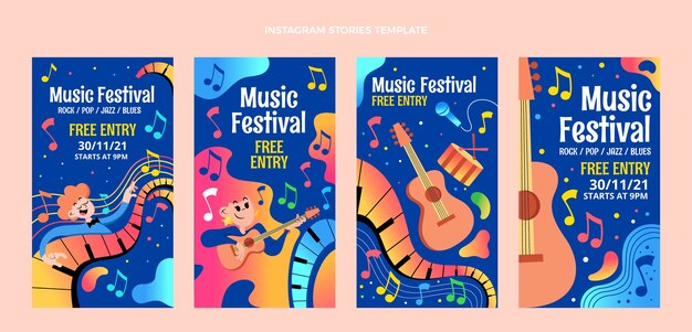 Gradient music festival instagram stories template