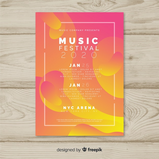 Free vector gradient music festival poster template