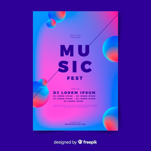 Gradient music festival poster template