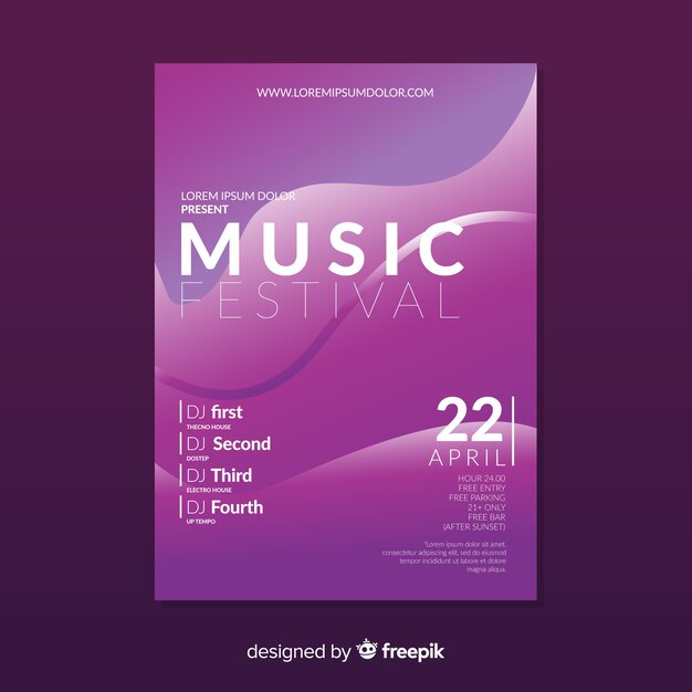 Gradient music festival poster template