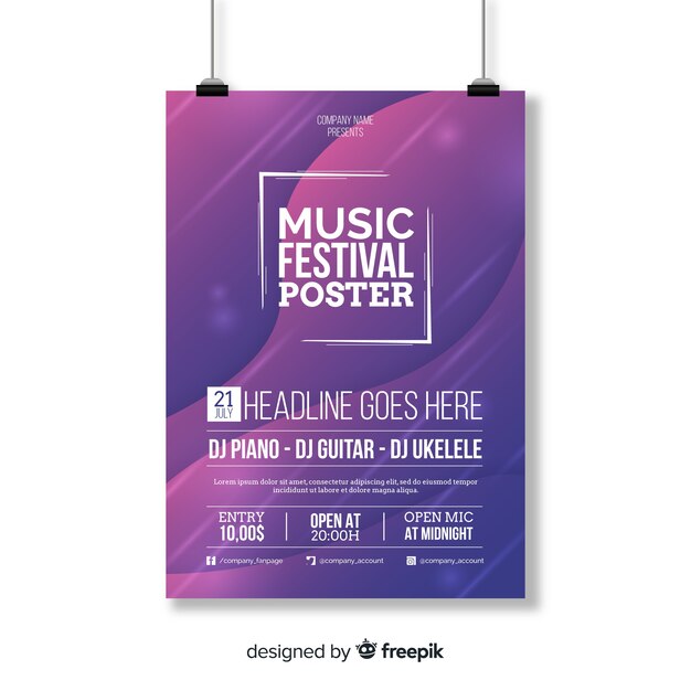 Gradient music festival poster template