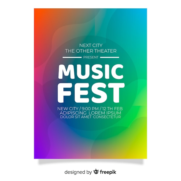 Free vector gradient music festival poster template