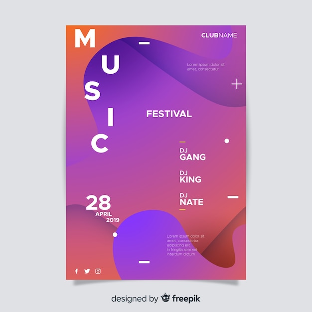 Free vector gradient music festival poster template