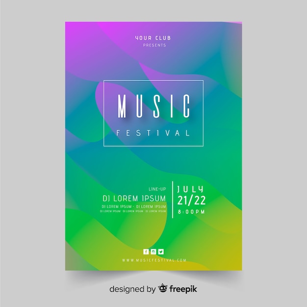 Gradient music festival poster template