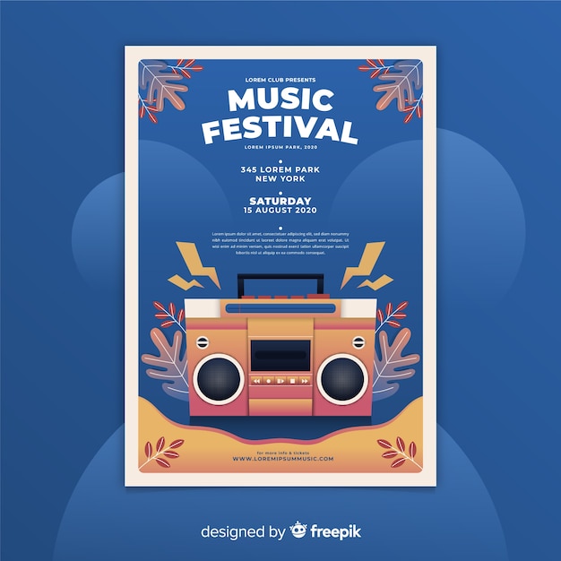 Modello di poster festival di musica gradiente