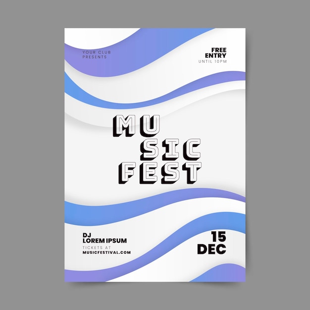 Gradient music festival print template