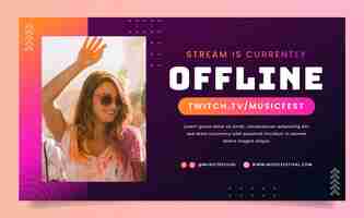 Free vector gradient music festival twitch background