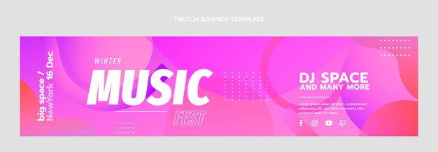 Gradient music festival twitch banner template
