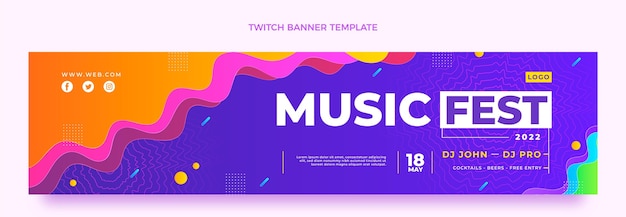 Vettore gratuito banner di contrazione del festival musicale sfumato