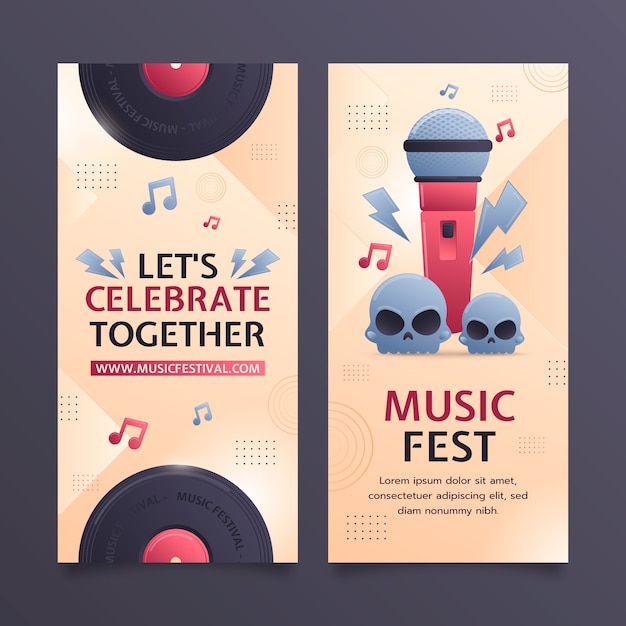 Free vector gradient music festival vertical banner