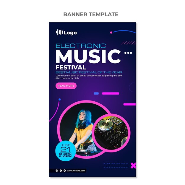 Gradient music festival vertical banners