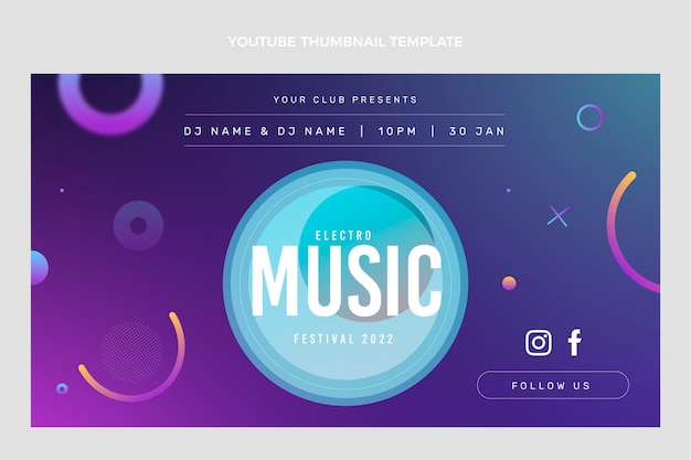 Free vector gradient music festival youtube channel art