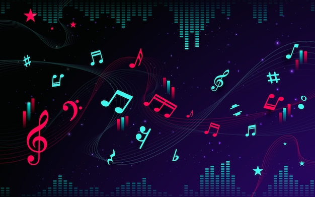 Free vector gradient  music notes background