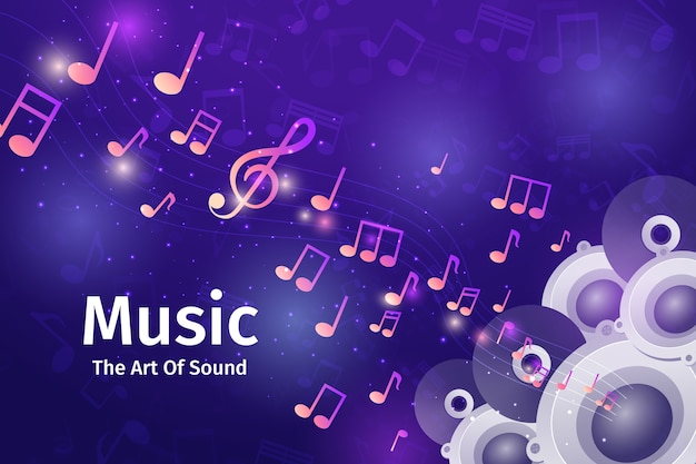 Free vector gradient music notes background