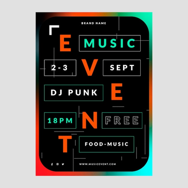 Free vector gradient musical event poster template