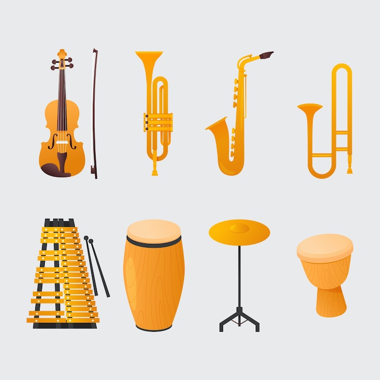 無料Vector グラデーション楽器コレクション