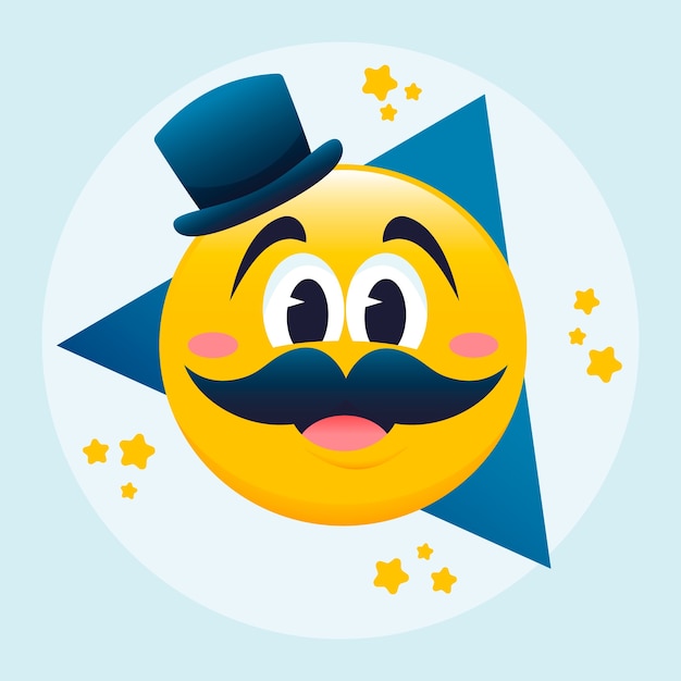 Vettore gratuito illustrazione di emoji con baffi gradienti
