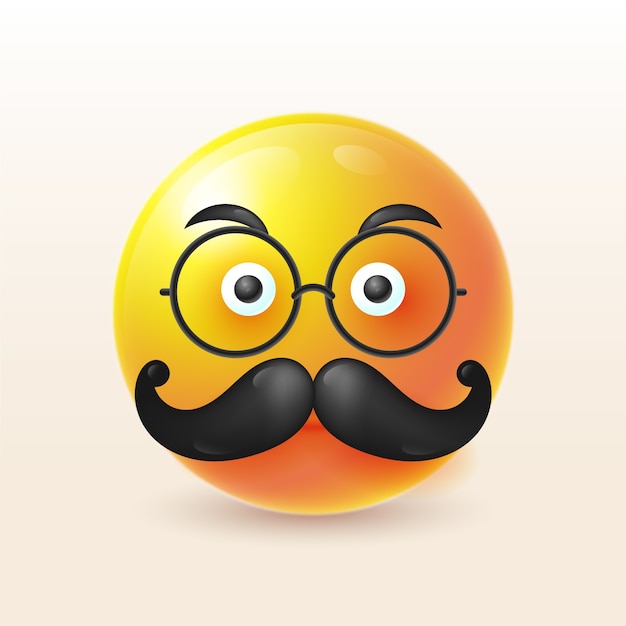 Gradient mustache emoji illustration