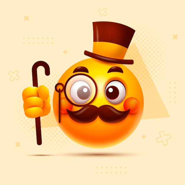 Gradient mustache emoji illustration