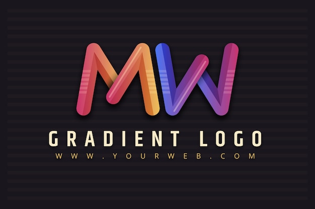 Vettore gratuito design del logo mw sfumato