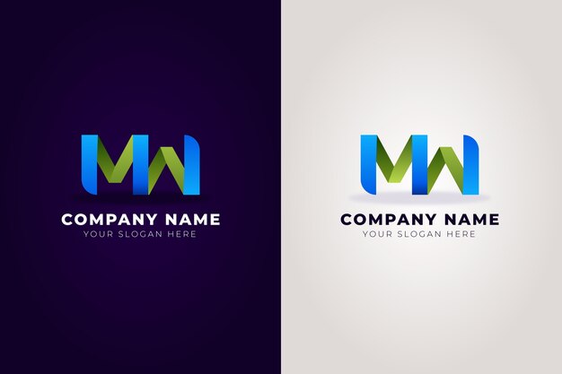 Градиентный дизайн логотипа mw