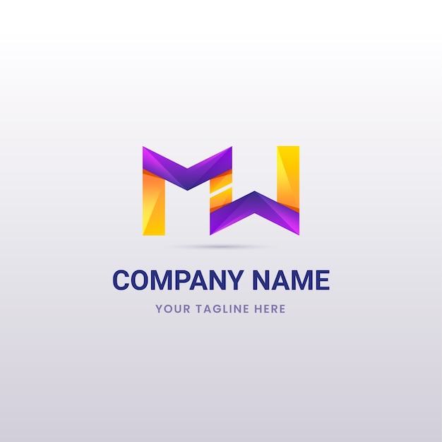 Vettore gratuito design del logo mw sfumato