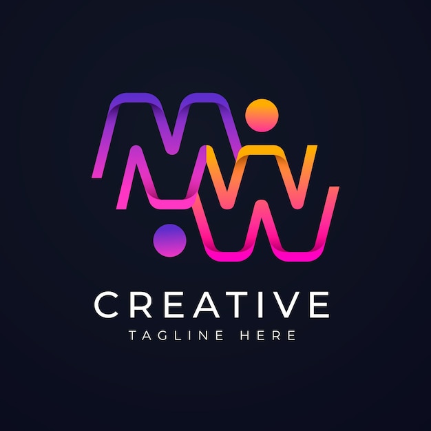 Free vector gradient mw logo design