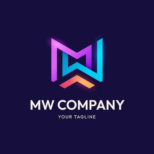 그라데이션 mw 로고 디자인