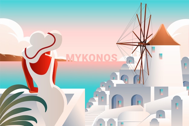 Free vector gradient mykonos illustration