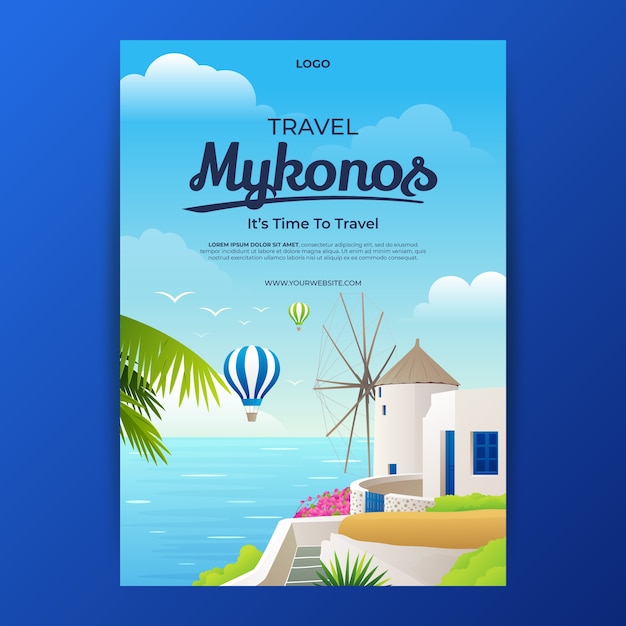 Modello di poster di mykonos sfumato