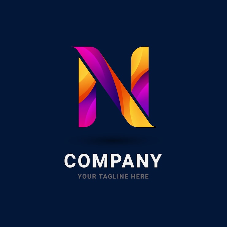 무료 Vector 그라데이션 n 로고 템플릿 디자인