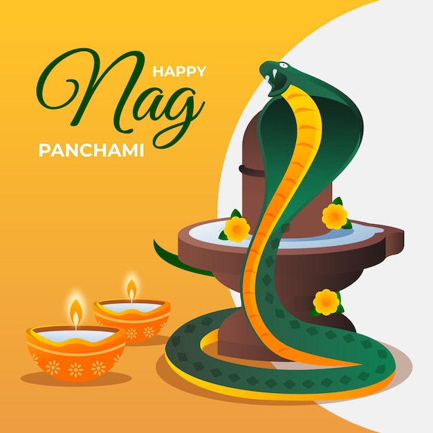Free vector gradient nag panchami illustration
