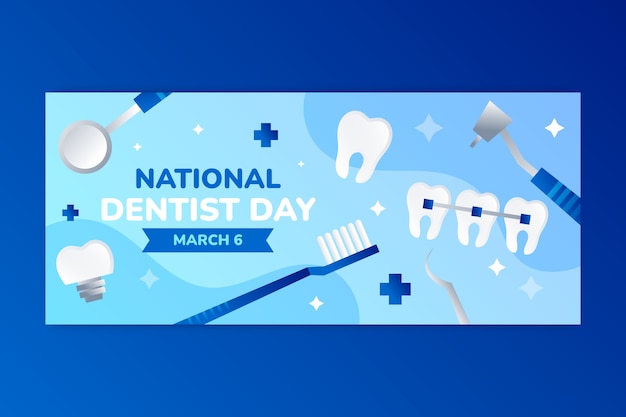 Gradient national dentist's day horizontal banner