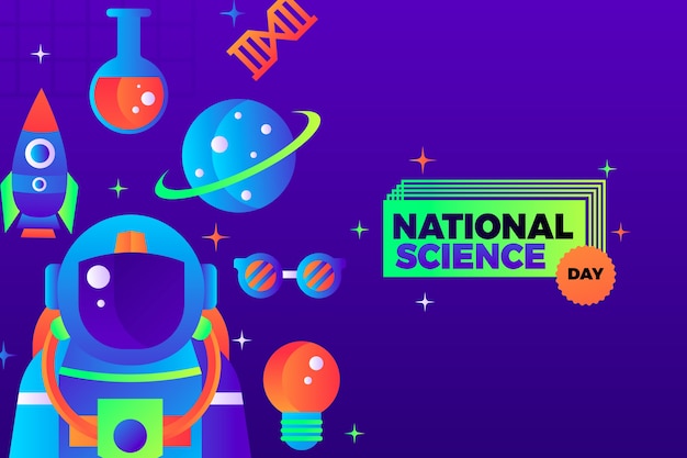 Free vector gradient national science day background