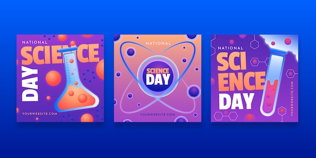 Gradient national science day instagram posts collection