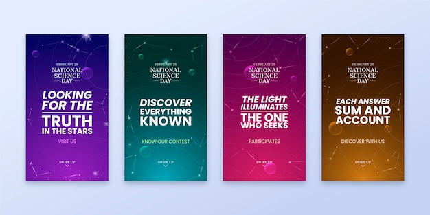 Gradient national science day instagram stories collection
