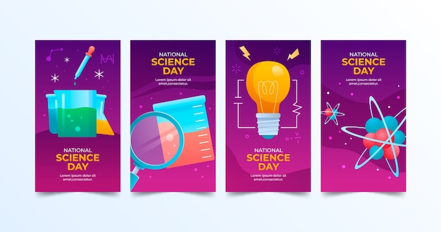 Gradient national science day instagram stories collection