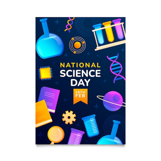 Free vector gradient national science day vertical poster template