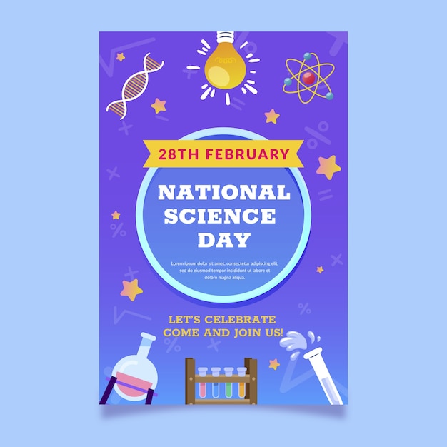 Gradient national science day vertical poster template