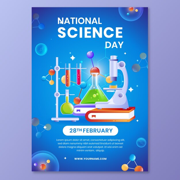 Gradient national science day vertical poster template