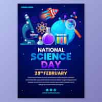 Free vector gradient national science day vertical poster template