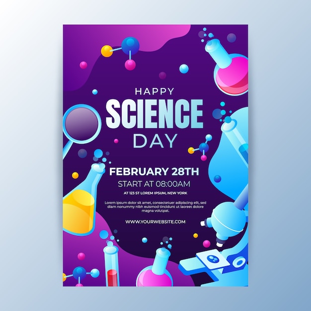 Free vector gradient national science day vertical poster template